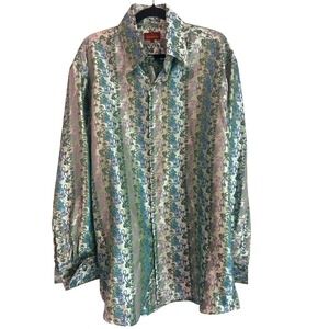 Sangi XL Paisley Satin Feel Dress Shirt Polyester French Cuff Formal Mens
XL
